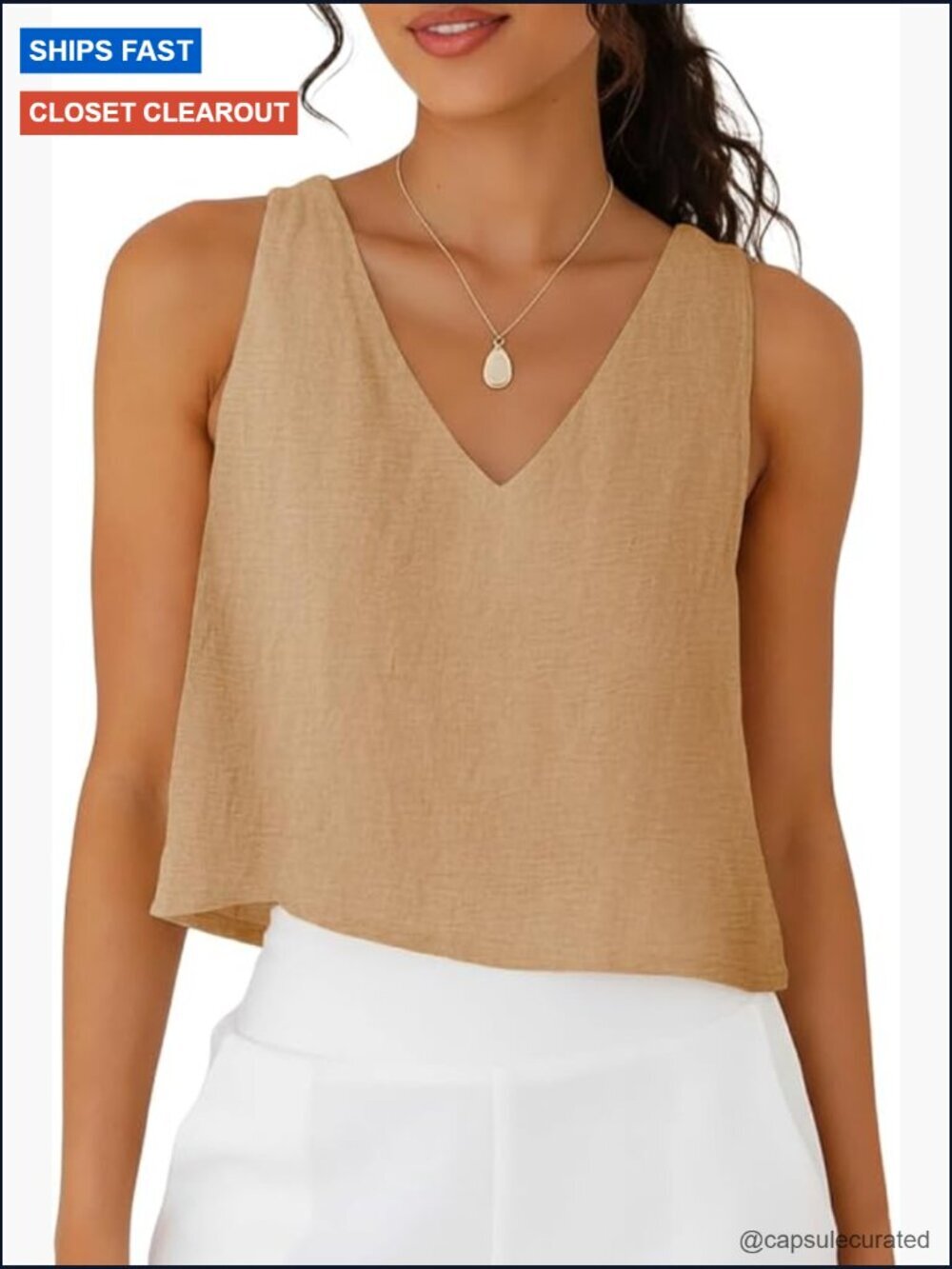 Womens V Neck Sleeveless Crop Tank Tops Loose Lightweight Summer Camis